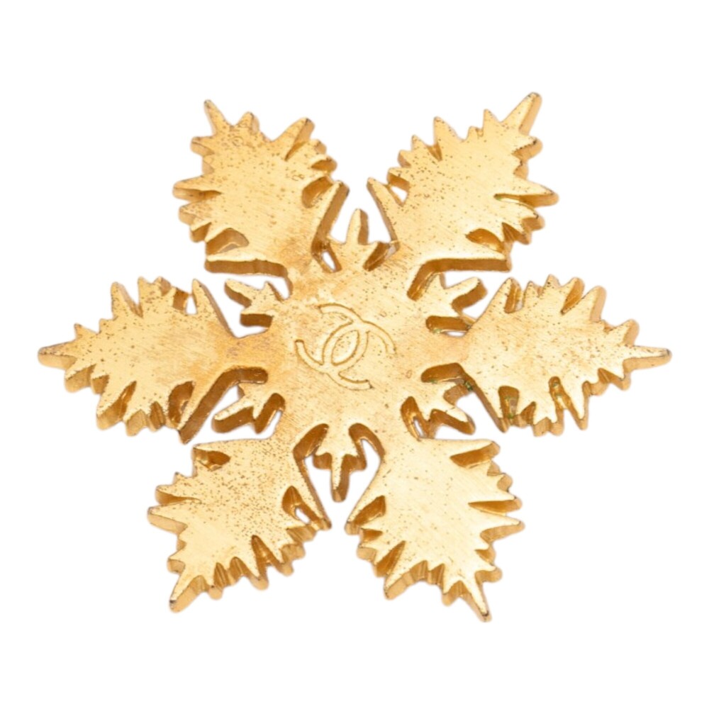 Pre-Loved Chanel CC Gold Plated Snowflake Brooch
